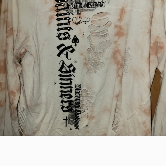 Affliction Saints & Sinners Distressed Long Sleeve Shirt with Angel Wings. L - Picture 4 of 7